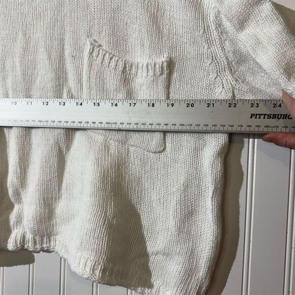 Dragonfly White Knit Crochet Pullover Sweater Boho Festival Oversized Boxy Top M - Picture 3 of 8